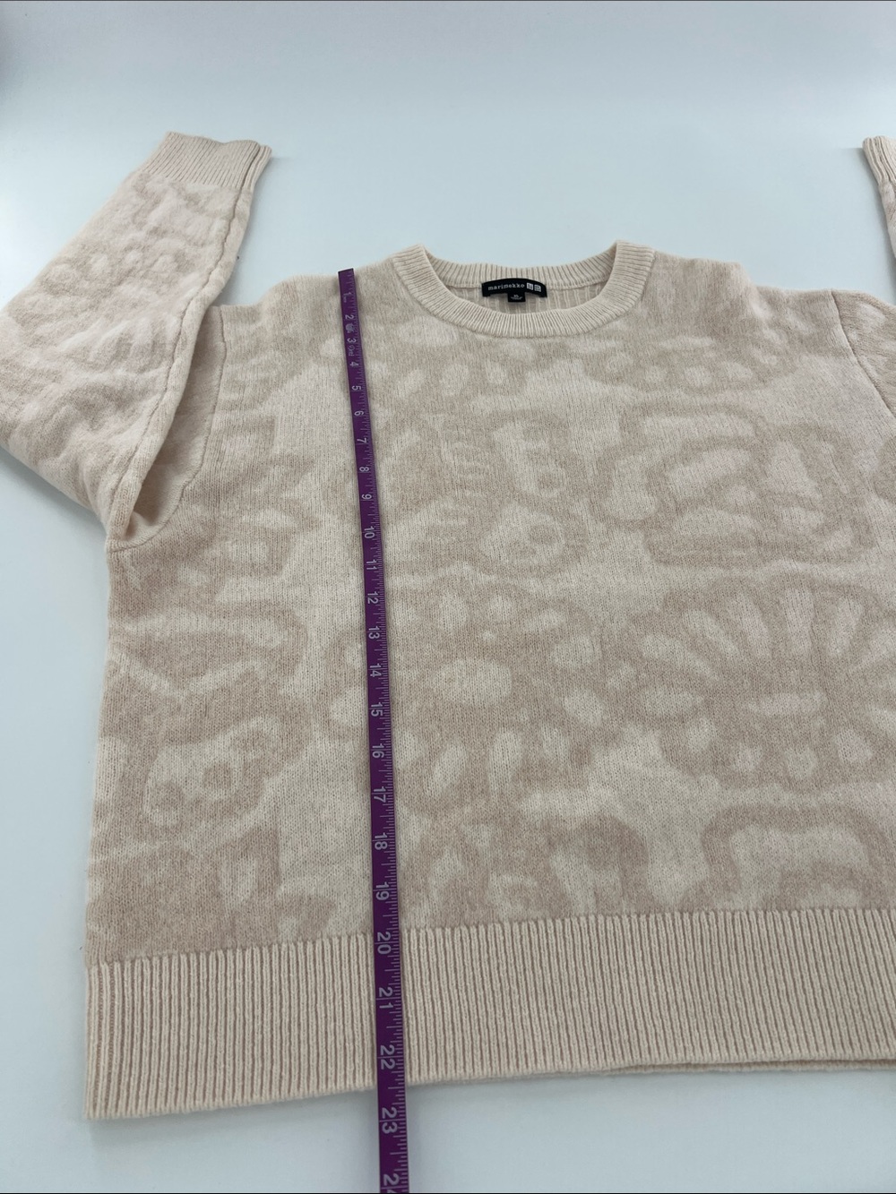 Marimekko Cream Tonal Floral Knit Crewneck neutral XL - Picture 5 of 8